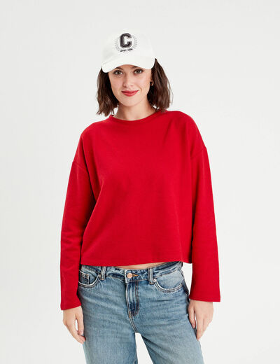 Sweat manches longues rouge femme