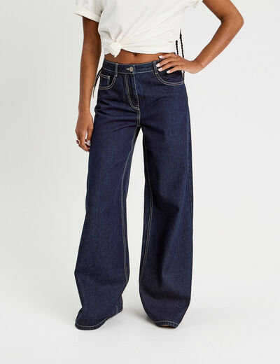 Jeans large denim brut femme