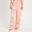 Pantalon large avec ceinture beige femme