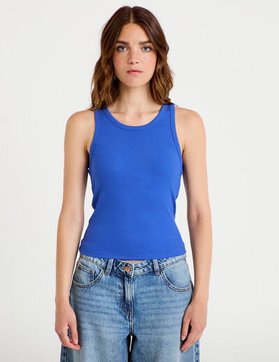 D&eacute;bardeur c&ocirc;tel&eacute; avec brassi&egrave;re int&eacute;gr&eacute;e bleu electrique femme