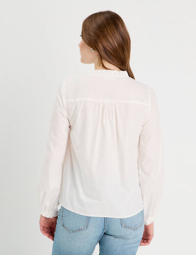 Blouse manches longues ecru femme