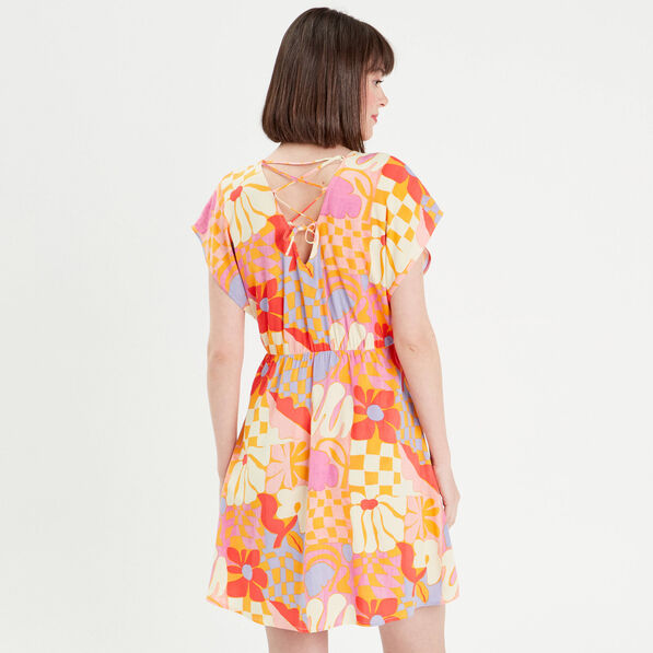robe evasee dos lacage orange femme Robe évasée dos laçage orange femme