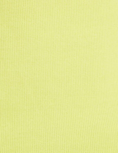T-shirt côtelé col montant jaune citron femme