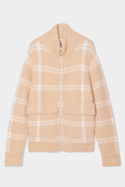 Veste droite à col montant sable femme