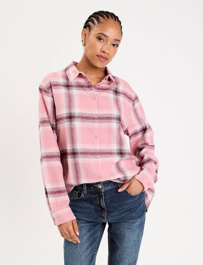 Chemise oversize manches longues rose femme