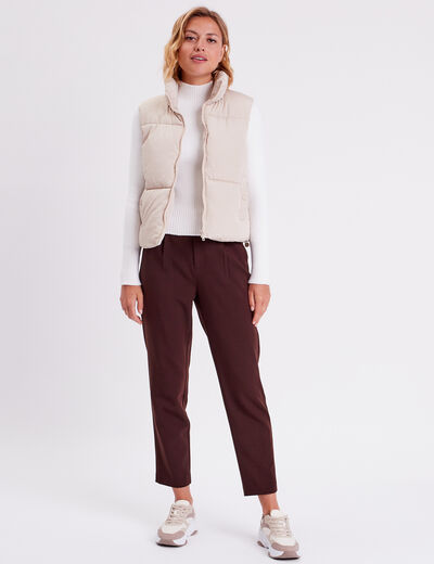 Doudoune droite sans manches sable femme