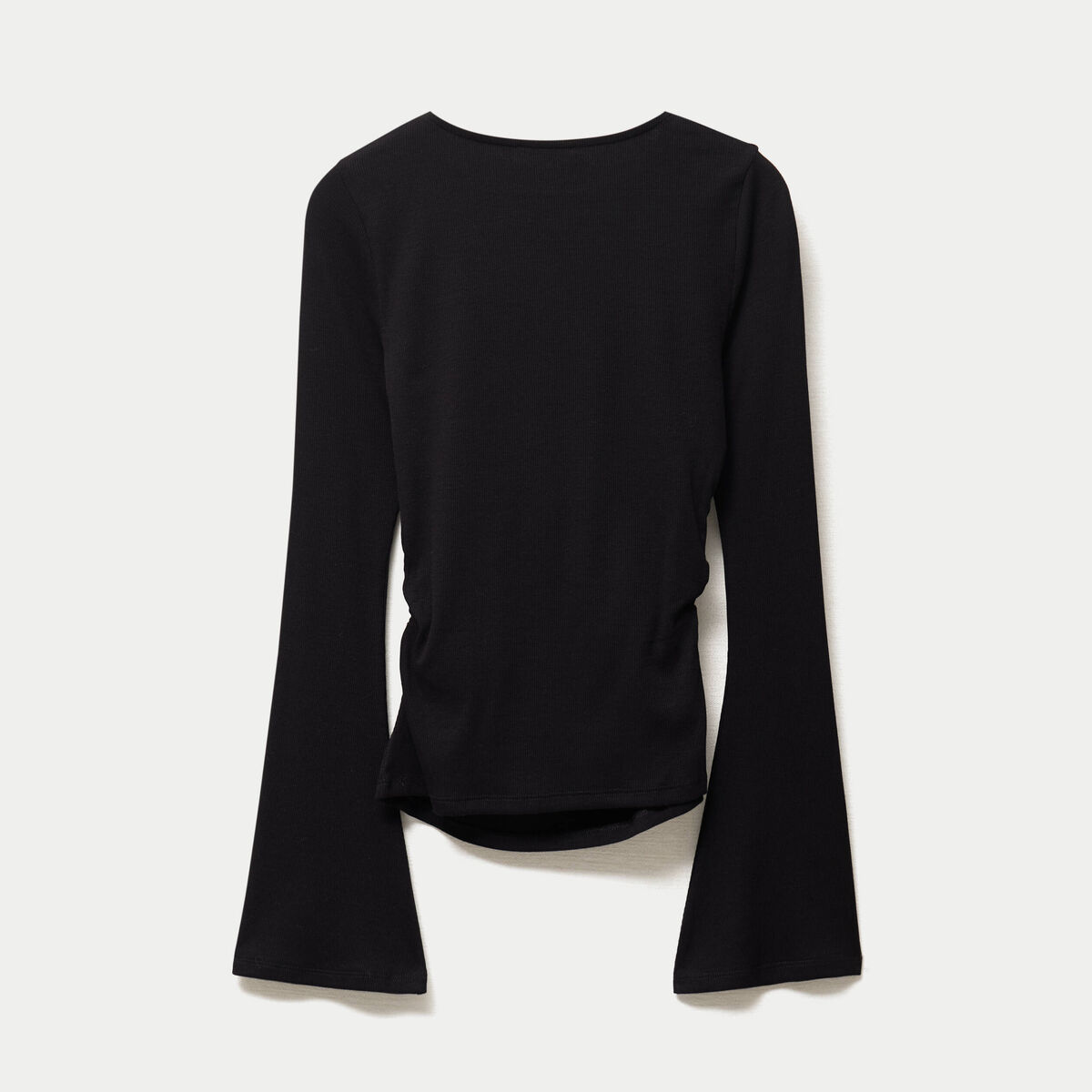 T-shirt ajust&eacute; col rond manches longues noir femme