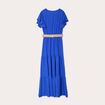 Robe longue évasée ceinturée bleu electrique femme