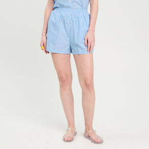 Short droit bleu femme