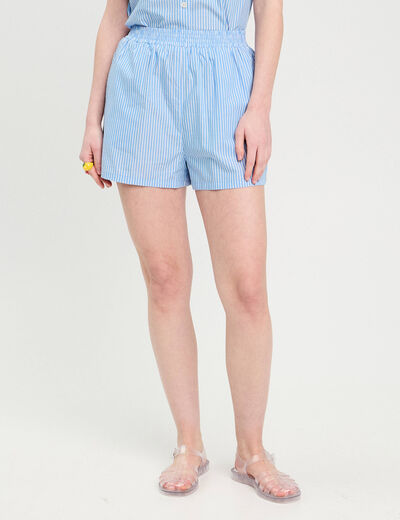 Short droit bleu femme