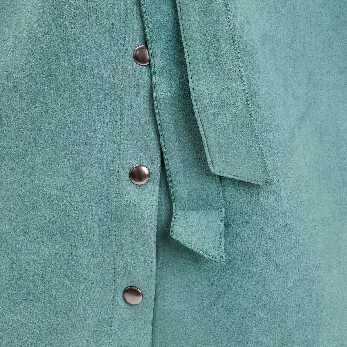 Robe suédine droite ceinturée vert foncé femme