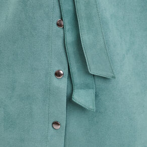 Robe suédine droite ceinturée vert foncé femme