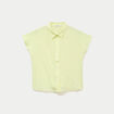 Chemise ample pliss&eacute;e manches courtes jaune femme