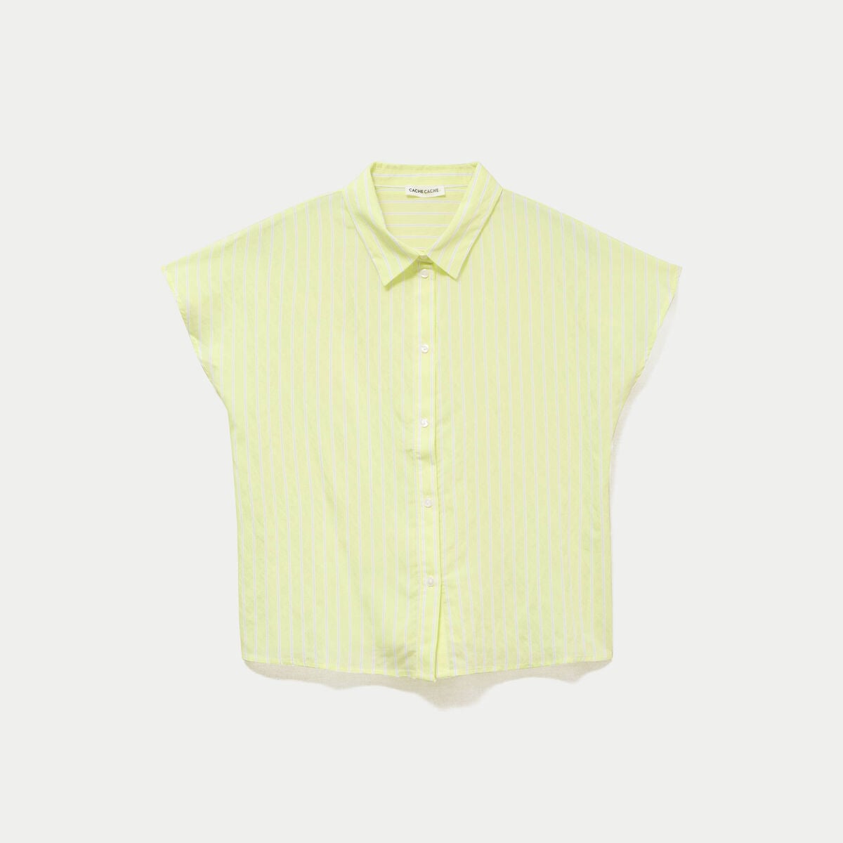 Chemise ample pliss&eacute;e manches courtes jaune femme