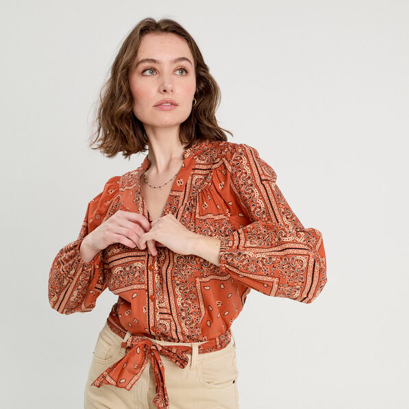 blouse manches longues terracotta femme Blouse manches longues terracotta femme