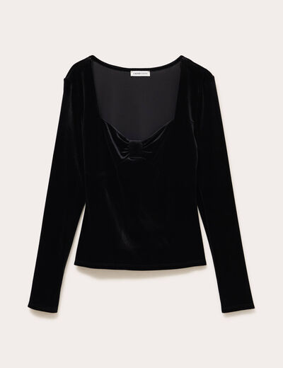 Top ajust&eacute; velours noir femme