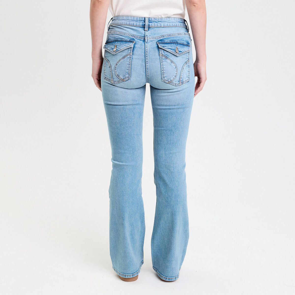 Jean flare taille basse denim double stone femme