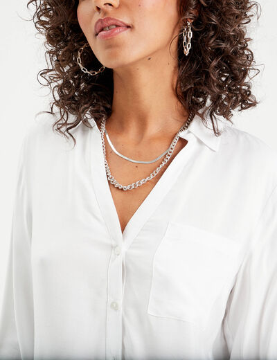 Chemise manches longues ecru femme