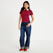 T-shirt c&ocirc;tel&eacute; col polo rouge femme