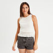 Débardeur avec franges ecru femme
