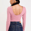 Body cintr&eacute; manches longues bateau vieux rose femme