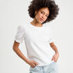 T-shirt manches brodées blanc femme