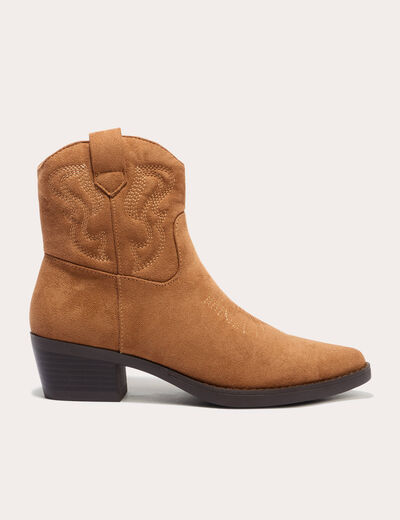 Bottines western suédine camel femme