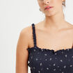 Débardeur smocké bleu marine femme