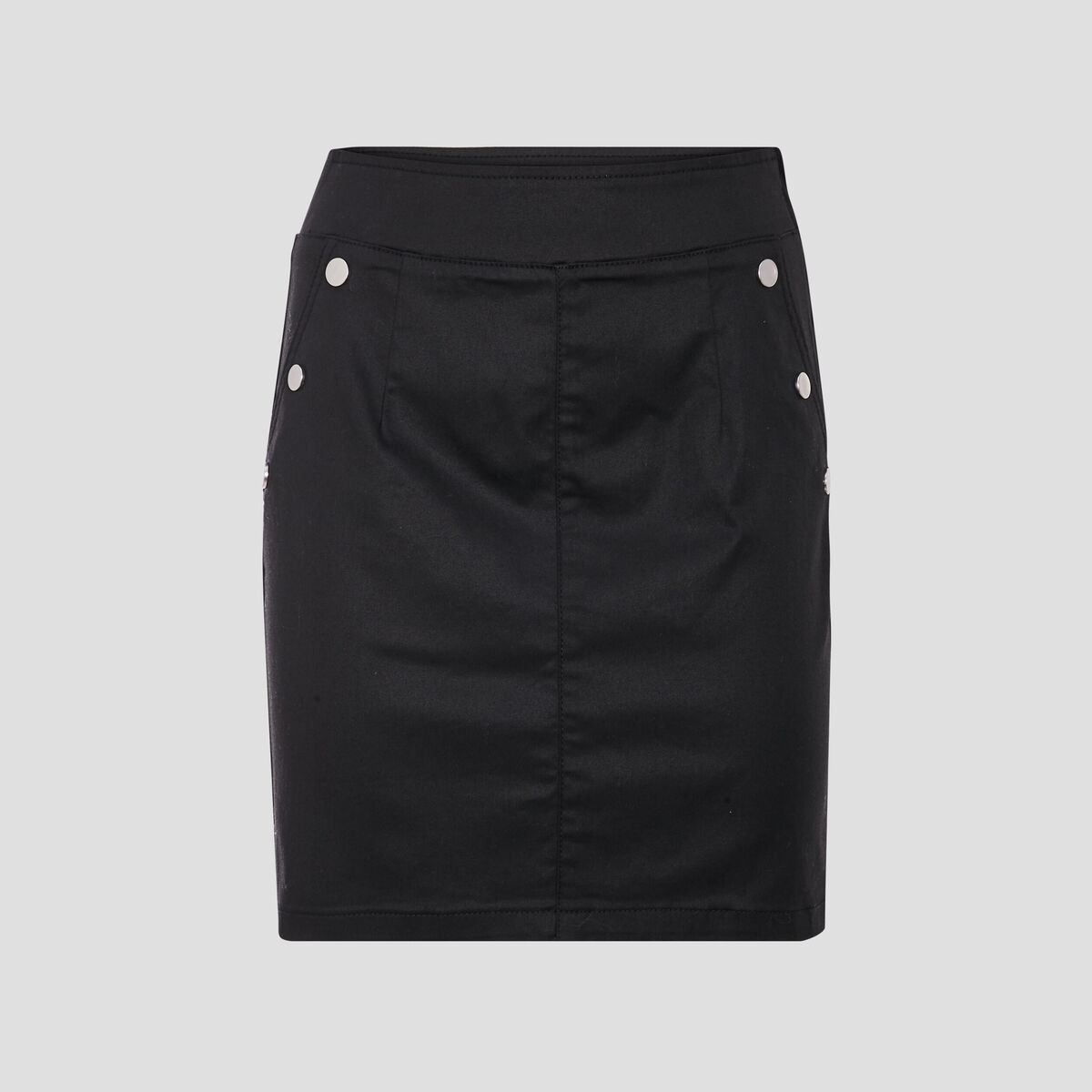Jupe droite denim noir enduit femme