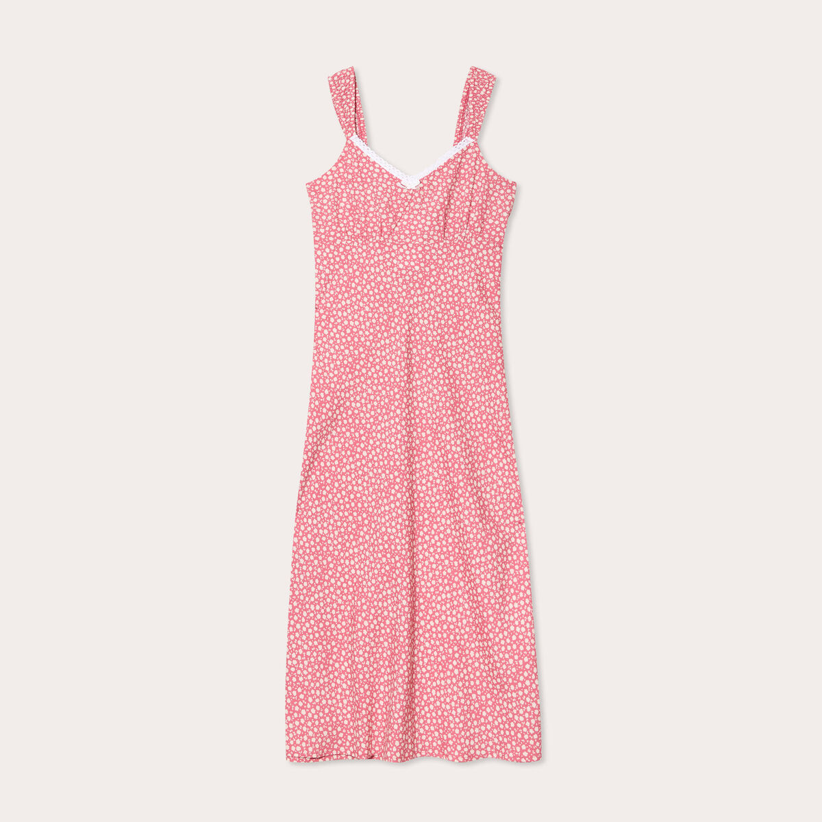 Robe longue évasée rose femme