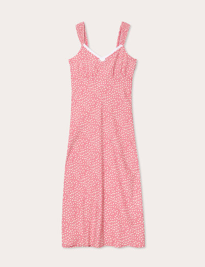 Robe longue évasée rose femme