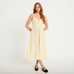 Robe &eacute;vas&eacute;e 3/4 &agrave; fines bretelles jaune clair femme