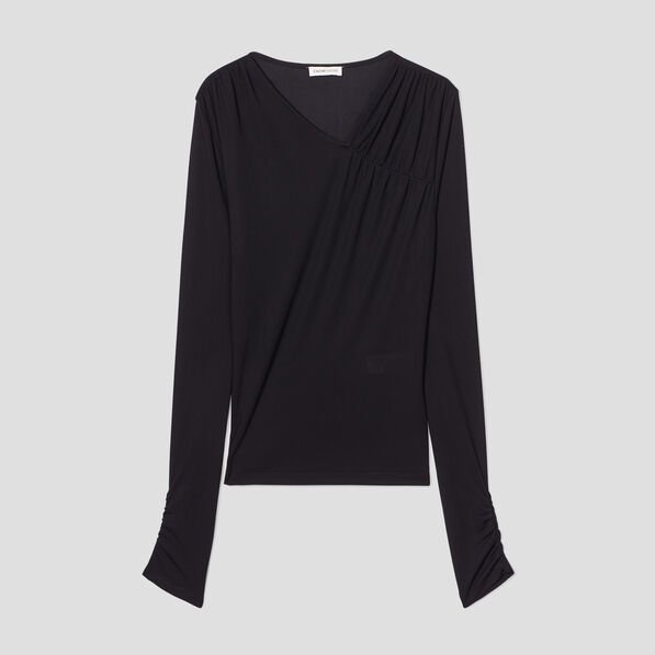 blouse ajustee avec fronces noir femme Blouse ajustée avec fronces noir femme