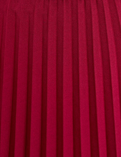 Jupe &eacute;vas&eacute;e pliss&eacute;e ceintur&eacute;e rouge fonc&eacute; femme