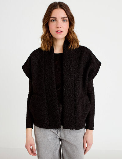 Gilet polaire manches courtes noir femme