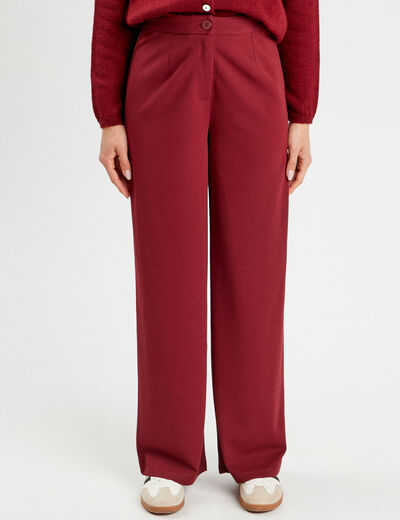 Pantalon large bordeaux femme