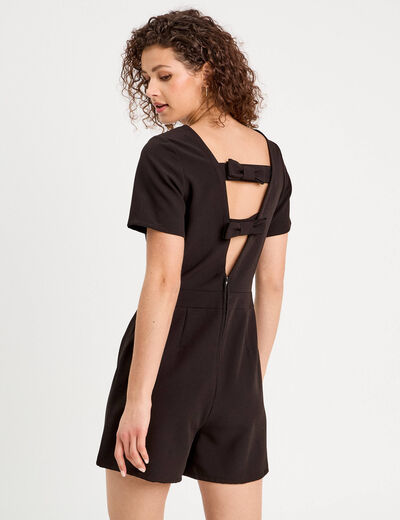 Combishort ajustée noeud dos noir femme