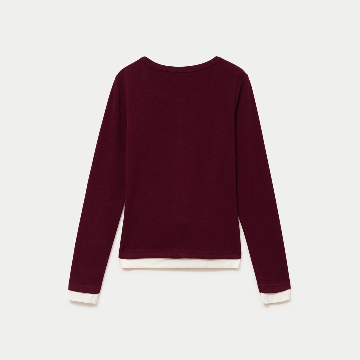 Doudou col rond manches longues bordeaux femme