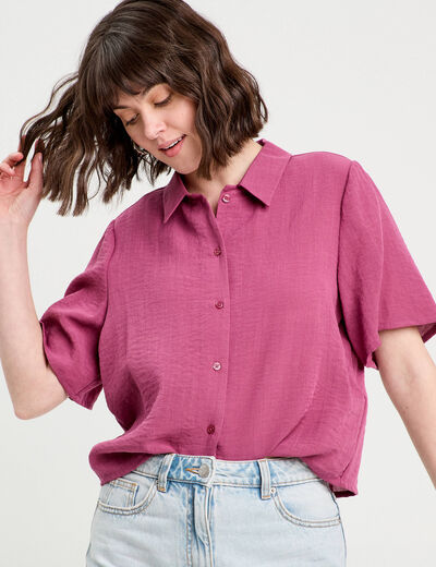 Chemise manches courtes prune femme