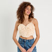 Crop top volants ecru femme
