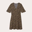 Robe évasée manches courtes beige femme
