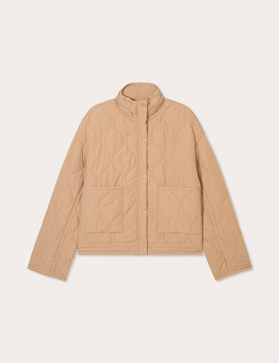 Veste matelassée col montant beige femme