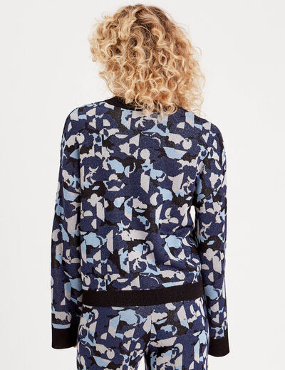 Pull manches longues col rond bleu marine femme