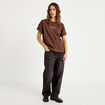 T-shirt oversize manches courtes marron fonc&eacute; femme