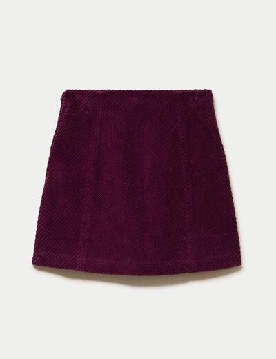 Jupe trap&egrave;ze en velours prune femme