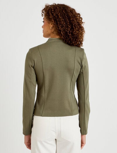 Veste ajust&eacute;e manches longues vert kaki femme