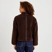 Veste effet polaire manches longues marron fonc&eacute; femme