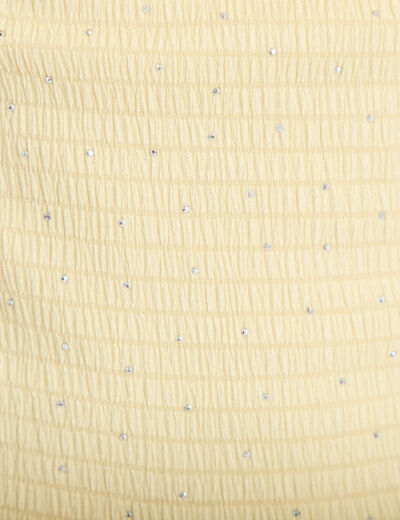 Top ajust&eacute; sans manches col b&eacute;nitier jaune pastel femme