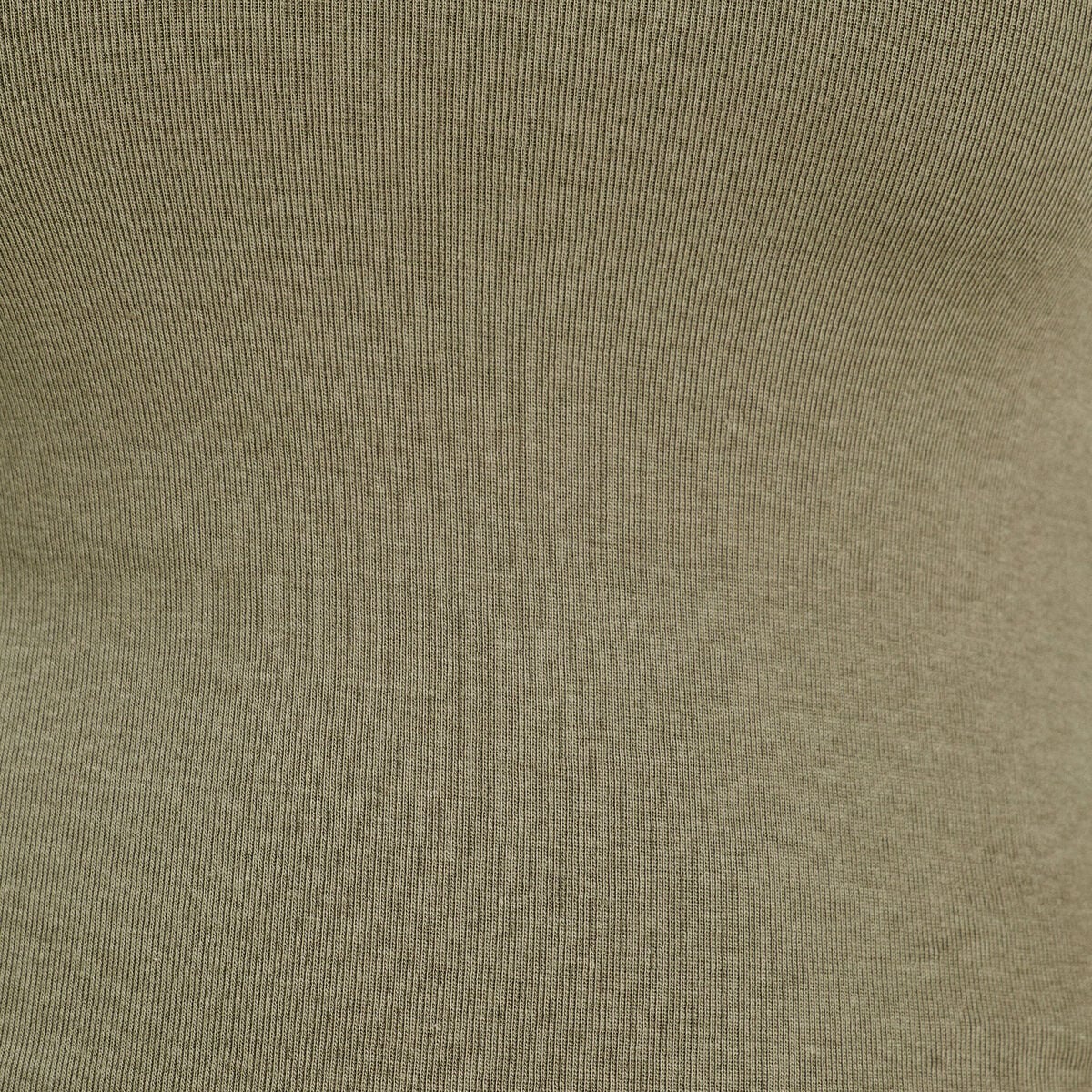 T-shirt cintr&eacute; col rond manches longues vert kaki femme