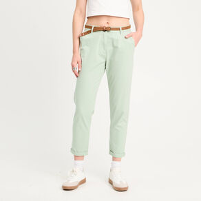 pantalon chino 78eme vert pastel femme Pantalon chino 7/8ème vert pastel femme